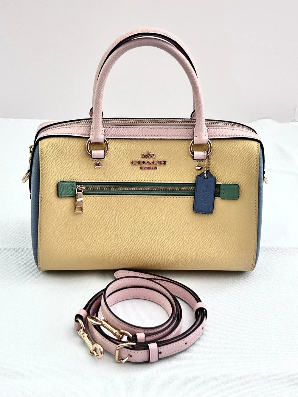Coach Rowan Colorblock Structured Satchel Crossbody Strap C3428 10.5”x6.25” EUC